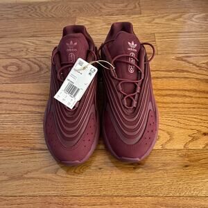NWT Adidas Ozelia Originals Sneakers Women 9.5 Burgundy Chunky Running Shoe